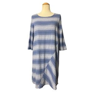 Chalet Stripe Shirt Dress Blue White Small